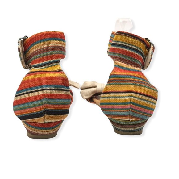 Rampage Low Wedge Sandal Size 9 Colorful Fabric Ankle Strap Darling - Picture 5 of 12